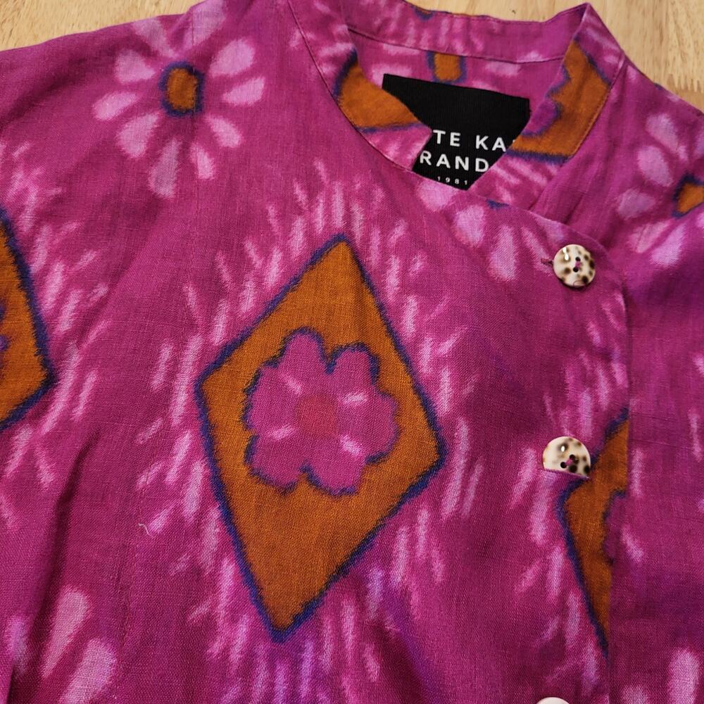 Bitte Kai Rand Batik Dyed Pink Double Breasted Button Blouse 18" Pit 2 PIT Small - Picture 4 of 12